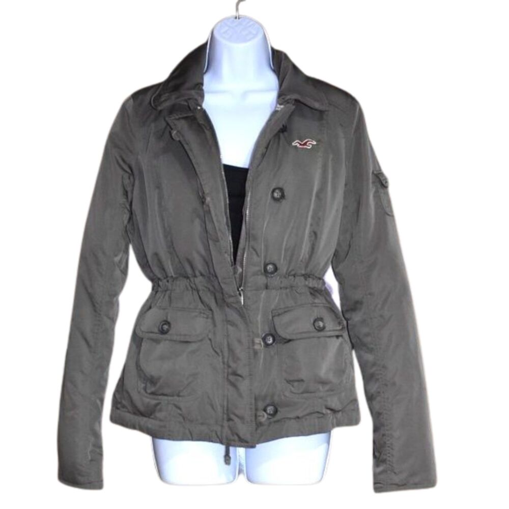Hollister Down Cargo Puffer Jacket Green Size Small Winter Coat